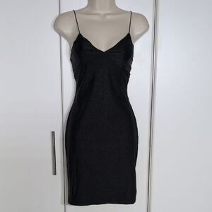 Timing Black Mini Dress with Spaghetti Straps